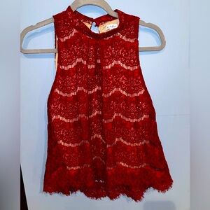 Love, Fire Crimson Lace Red Top
